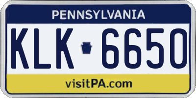 PA license plate KLK6650