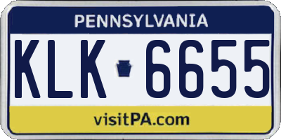 PA license plate KLK6655