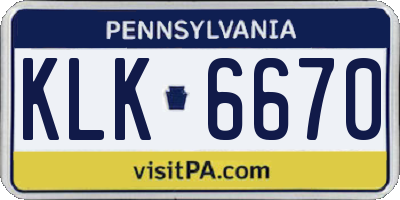 PA license plate KLK6670