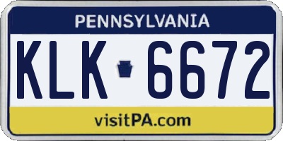 PA license plate KLK6672