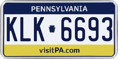 PA license plate KLK6693