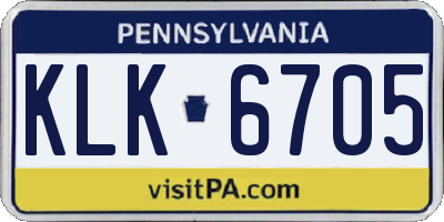 PA license plate KLK6705