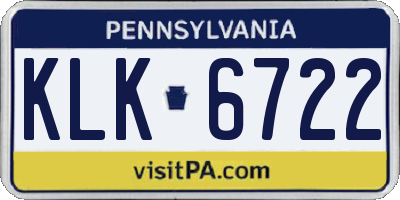 PA license plate KLK6722