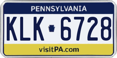 PA license plate KLK6728