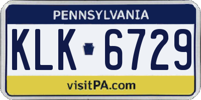 PA license plate KLK6729