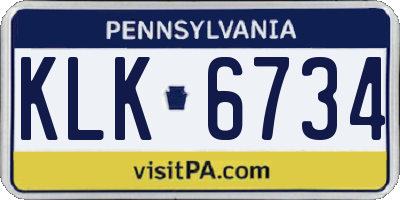 PA license plate KLK6734