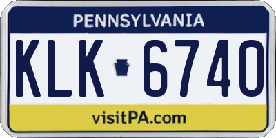 PA license plate KLK6740