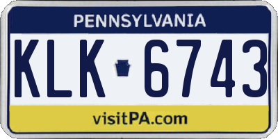 PA license plate KLK6743