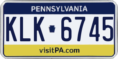 PA license plate KLK6745
