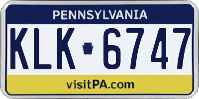 PA license plate KLK6747