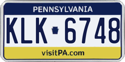 PA license plate KLK6748