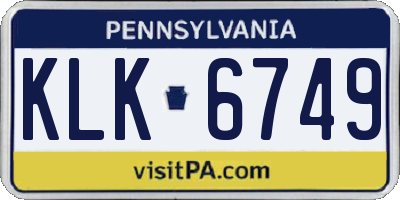 PA license plate KLK6749