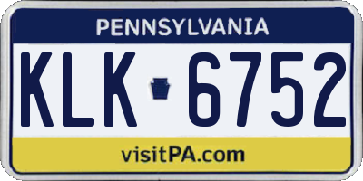 PA license plate KLK6752