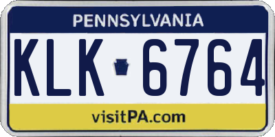 PA license plate KLK6764