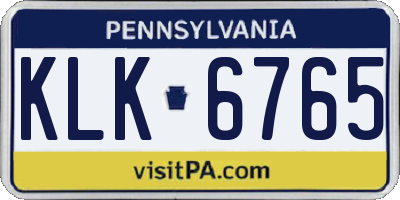 PA license plate KLK6765