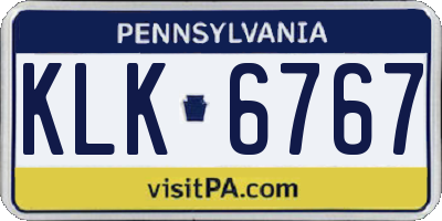 PA license plate KLK6767