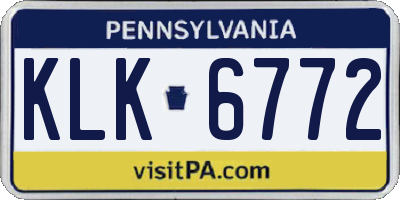 PA license plate KLK6772