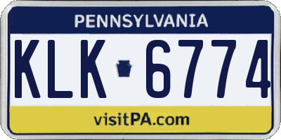 PA license plate KLK6774