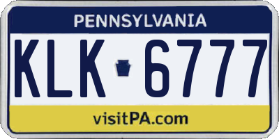 PA license plate KLK6777