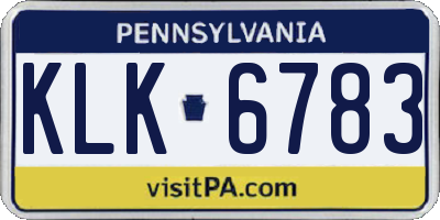 PA license plate KLK6783