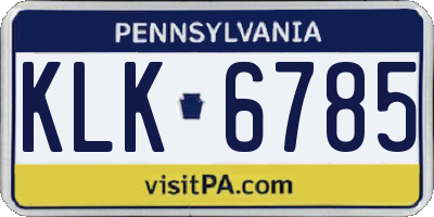PA license plate KLK6785