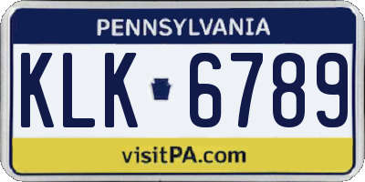 PA license plate KLK6789