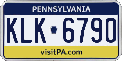 PA license plate KLK6790