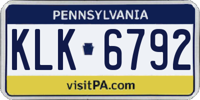 PA license plate KLK6792