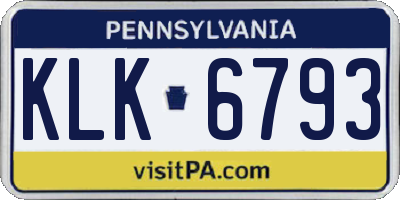PA license plate KLK6793