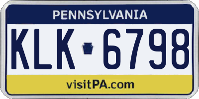 PA license plate KLK6798