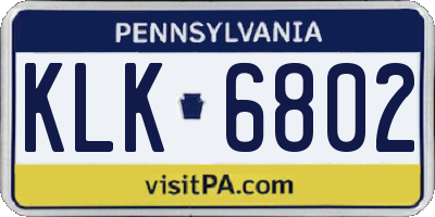 PA license plate KLK6802