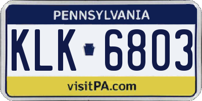 PA license plate KLK6803