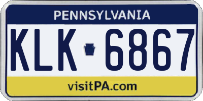 PA license plate KLK6867