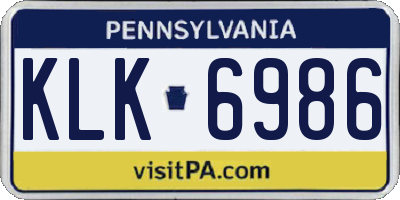 PA license plate KLK6986