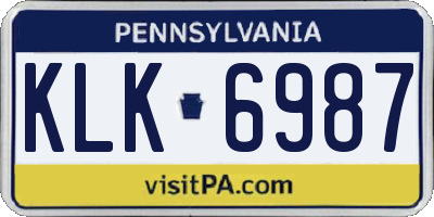 PA license plate KLK6987