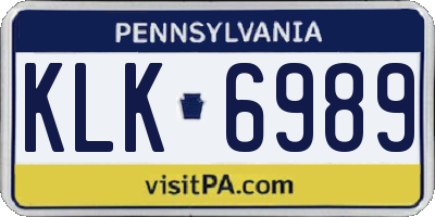PA license plate KLK6989