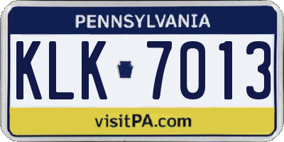 PA license plate KLK7013
