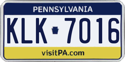 PA license plate KLK7016