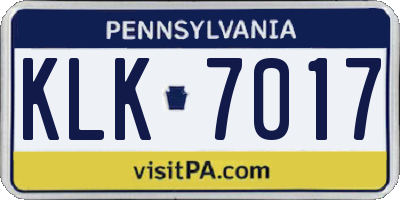 PA license plate KLK7017
