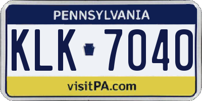 PA license plate KLK7040