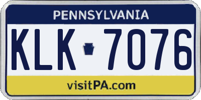 PA license plate KLK7076