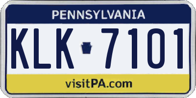 PA license plate KLK7101