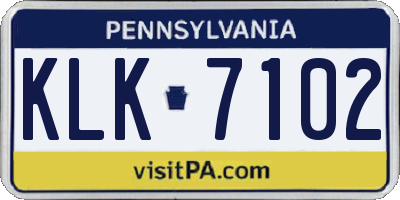 PA license plate KLK7102