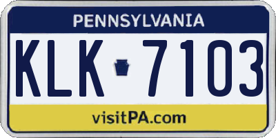 PA license plate KLK7103