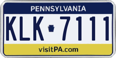 PA license plate KLK7111