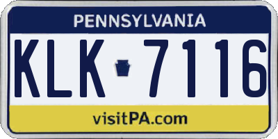 PA license plate KLK7116
