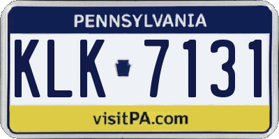 PA license plate KLK7131