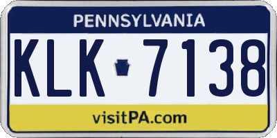 PA license plate KLK7138