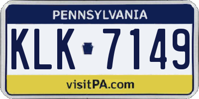 PA license plate KLK7149