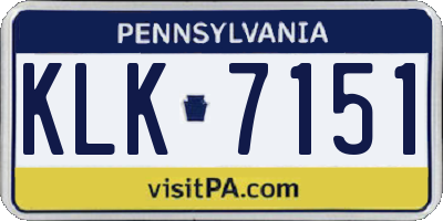 PA license plate KLK7151